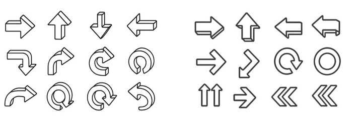 Leinwandbilder - Various arrow symbols and directional signs displayed on a clean white background for navigation and design purposes