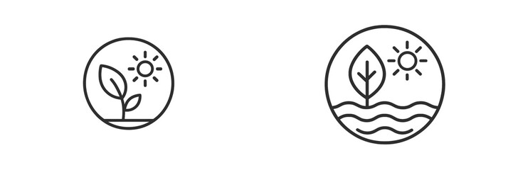 Poster - Nature icons representing growth and environmental conservation in a minimalist design style