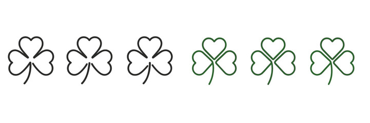 Aufkleber - Collection of four leaf clover designs in black and green showcasing unique styles and patterns for festive occasions