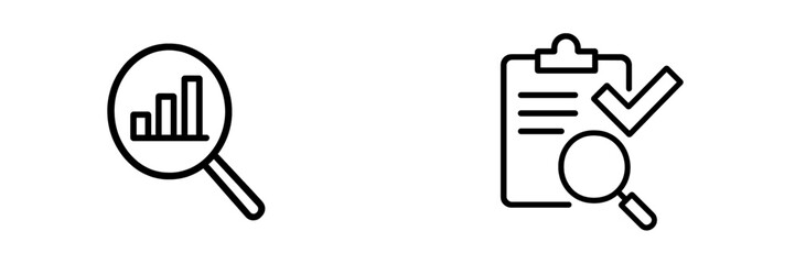 Leinwandbilder - Icons depicting analysis and assessment processes in a professional setting for research and reporting