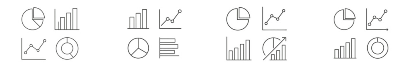 Poster - Icons representing various data visualization types including charts, graphs, and pie diagrams in a minimalistic style for effective communication
