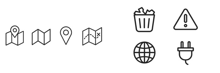 Leinwandbilder - Icons representing navigation, caution, and environmental awareness in a cohesive layout for educational purposes