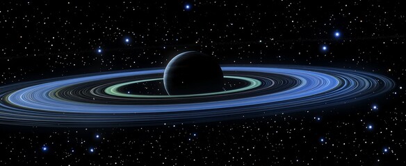 Wall Mural - Planet with prominent rings in space, surrounded by stars.