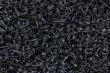Metal coil spring part texture and background, Metal coils and springs background, Metal tension springs.