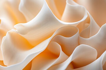 Wall Mural - close-up of creamy, peach-colored, soft, wavy fabric texture.