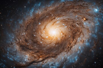 Wall Mural - Spiral galaxy swirling with cosmic dust and stars.