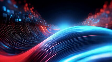 Leinwandbilder - Abstract 3D Waves with Dynamic Lighting and Vibrant Colors

