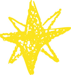 Wall Mural - grunge star shape in golden crayon texture. kids' style wax drawing symbolizing sparkle or starlight