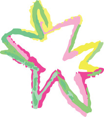 Wall Mural - cute crayon star vector. rainbow wax pencil hand sketch with rough colorful texture and childlike ir