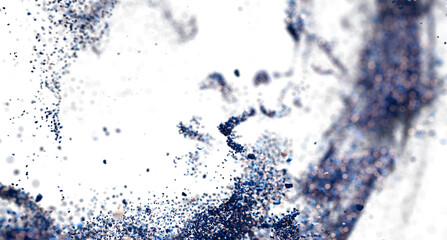 Aufkleber - High-res image of blue glitter particles exploding, ideal for design projects needing a dynamic, abstract feel.