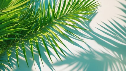 Wall Mural - background featuring palm leaves and their shadows