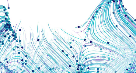 Poster - Abstract background with flowing blue lines and dots. Perfect for technology, data, or design concepts.