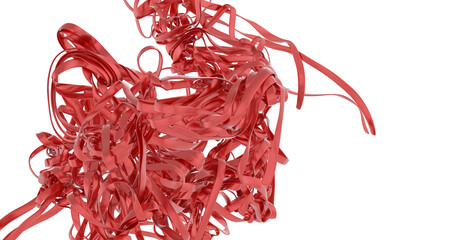 Poster - High-resolution 3D render of tangled red ribbons. Perfect for abstract backgrounds and design projects.