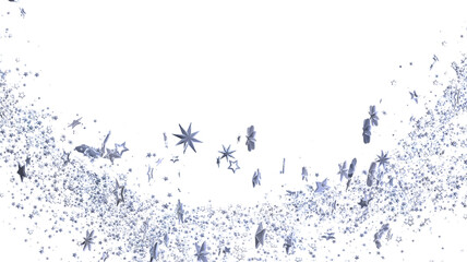 Aufkleber - Sparkling silver stars burst across a white background. Perfect for holidays, celebrations, and magical designs.