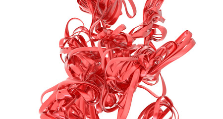 Aufkleber - High-resolution 3D render of a vibrant red ribbon explosion. Perfect for design projects needing energy and dynamism.