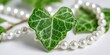 © Nadia - Elegant Heart-Shaped Green Ivy Leaf Necklace with Pearl Beads for Romantic Occasions