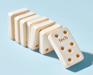 Leinwandbilder - Economic Disruption Visualized Minimalist Domino Effect Illustrating Tech Industry Layoffs, Systemic Risk, and Workplace Transformation in 2024