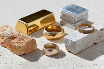 Poster - Luxe Wealth Preservation Minimalist Gold and Silver Bullion Asset Display - Elegant Investment Portfolio Storytelling for Modern Wealth Strategists
