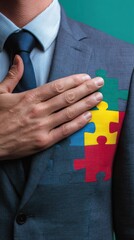 Poster - Neurodiversity in Corporate Leadership Inclusive Professional Pledge with Colorful Puzzle Symbolism - Empowering Workplace Equity and Collaborative Innovation