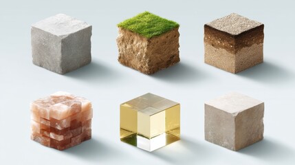 Poster - Dimensional Interface Design Isometric Cubic Material Exploration - Innovative Spatial Visualization for Digital Transformation and Creative Technology Branding