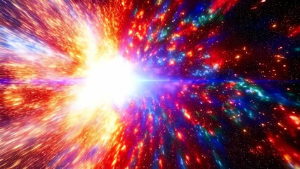 Wall Mural - bright cosmic explosion with orange and red colored energy bursts creating an intense and captivatin