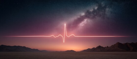Fototapete - Futuristic Cardiac Vitality Immersive Digital Heartbeat Visualization with Cosmic Galaxy Backdrop - Innovative Healthcare Technology Meets Astronomical Design Narrative