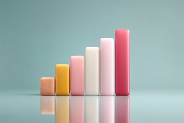 Fototapete - Gradient Growth Analytics Soft Pastel Infographic Visualizing Business Performance Evolution with Minimalist Design Aesthetic