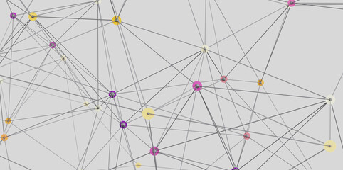 Poster - Abstract image depicting interconnected nodes, ideal for network, connection, and technology concepts.