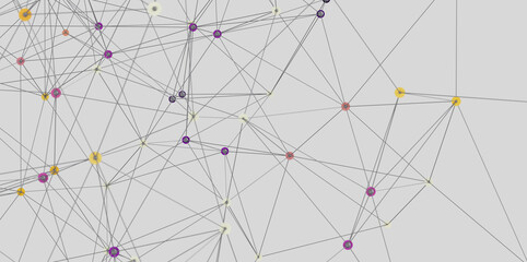 Fototapete - Abstract background with connected dots and lines. Network technology concept.