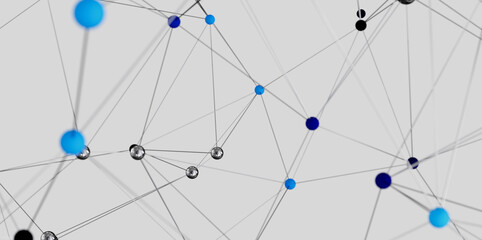 Fototapete - 3D render of a network.  Nodes and lines illustrate connection and communication.