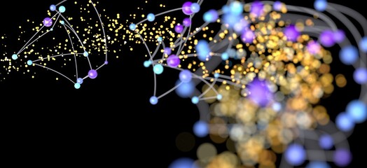 Poster - Colorful nodes and connections, network, technology, digital, abstract background.