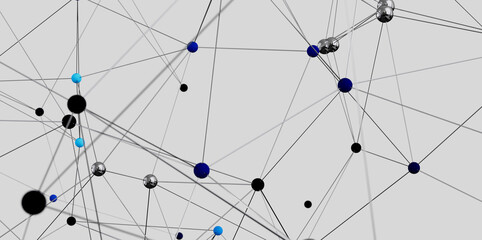 Fototapete - Modern abstract background with connected spheres. Ideal for technology, network, and communication concepts.