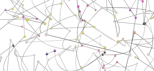Fototapete - Complex network visualization, nodes and lines. Ideal for tech, AI, and data concepts.
