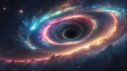 Wall Mural - tornado of stars, black hole, galaxy, wormhole, parallel realm, matter intake, universal turmoil, st