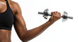 © Laura - Close-up of woman’s arms lifting dumbbells, strong focus