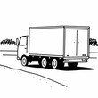 © Chamok Chandra - The cargo truck is parked line art vector illustration