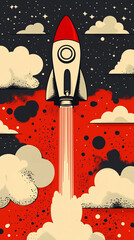 Wall Mural - space rocket taking off from earth