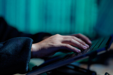 a hacker actively attempts to breach systems and steal sensitive data, representing cybercrime and d
