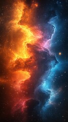Wall Mural - Stunning cosmic swirl of orange and blue nebula captured in deep space with twinkling stars