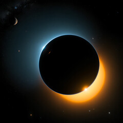 Wall Mural - exoplanet casting shadow on its star seen via telescope