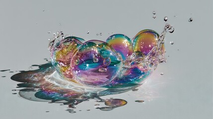 Wall Mural - glass bowl with water splashes and droplet