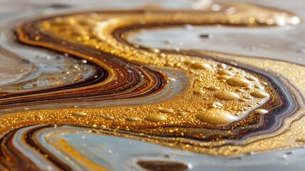 Wall Mural - a macro shot of a yellow-brown vortex with water droplets at the base