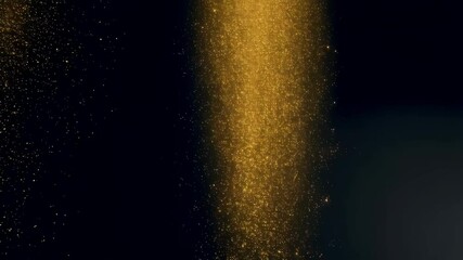 Wall Mural - shimmering golden particle stream flowing and sparkling down on a dark backdrop creating a beautiful