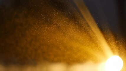 Wall Mural - a mesmerizing display of particles suspended in space, illuminated by a golden light creating abstra