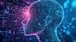 © Harry - Abstract Digital Head Profile Futuristic Network Technology Artificial Intelligence Brain Neural Network Lines Pink Blue Data Stream Innovation Concept Design Background