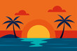 © Radha Rani - Stunning Sunset Over Tropical Paradise Island Summer Vector Illustration Background