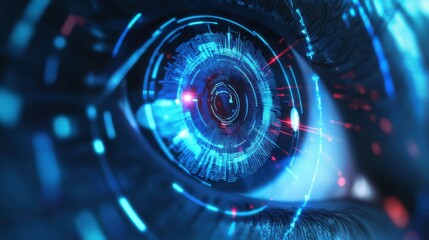 Cyber security is critical to doing business in the era of AI computing. Concepts of surveillance and security scanning of digital program cyber futuristic applications. Business with technology