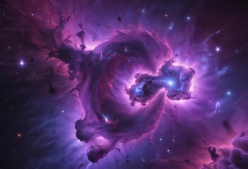 Wall Mural - Vibrant purple nebula swirls, star cluster brilliance , Cosmic nebula,  galaxy