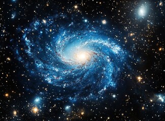 Wall Mural - Blue Spiral Galaxy in Dark Space
