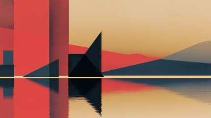 Wall Mural - abstract geometric sunset